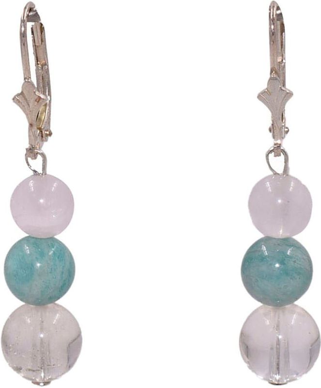 Firetti Paar Ohrhänger »Schmuck Geschenk Silber 925 Ohrschmuck Ohrringe Edelsteine«, Made in Germany - mit Amazonit, Bergkristall, Rosenquarz