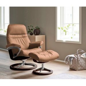 Stressless® Relaxsessel »Sunrise«, (Set, Relaxsessel mit Hocker), mit Signature Base, Größe S, Gestell Braun