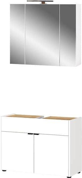 GERMANIA Badmöbel-Set »Ameca«, (2 St.), Badezimmer-Set bestehend aus Waschbeckenunterschrank & Spiegelschrank