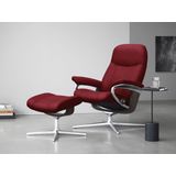 Stressless® Relaxsessel »Consul«, (Set, Relaxsessel mit Hocker), mit Hocker, mit Cross Base, Größe S, M & L, Holzakzent Wenge