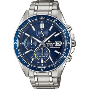 CASIO EDIFICE Chronograph, Solaruhr, Armbanduhr, Herrenuhr, Edelstahlarmband, Saphirglas