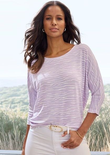 LASCANA 3/4-Arm-Shirt »mit modischem Zebra-Muster«, aus weichem Viskose-Strick