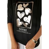 Aniston SELECTED 3/4-Arm-Shirt, mit goldfarbigen Herzen und Statementspruch - NEUE KOLLEKTION