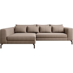 INOSIGN Ecksofa »Cross, mit softem Sitz, L-Form, wendbare Zierkissen, Breite 284 cm«, Couch mit vielen Kissen, stylische Kreuznaht, elegante Metallfüße