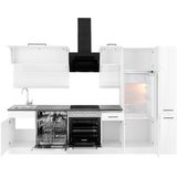 KOCHSTATION Küchenzeile »KS-Tulsa«, mit E-Geräten, Breite 300 cm, schwarze Metallgriffe, MDF Fronten