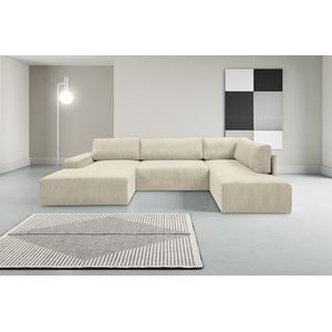 WERK2 Wohnlandschaft »Rotterdam-U, U-Form«, Design Wohnlandschaft in Cord mit Schlaffunktion & Bettkasten