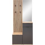 HBZ Kompaktgarderobe »Simple mit Spiegel, Flurgarderobe BxHxT 88x195x35 cm«, (4 St.), mit Bank, Paneel, Schuhkommode mit Schubkasten und Spiegel