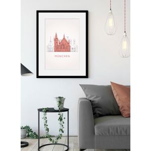 queence Bild »München Church«, Gebäude-Kirche-Religion-München-Deutschland-Kunst, (1 St.), HD Premium Poster-Druck inkl. Holzrahmen