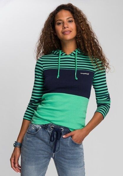 KangaROOS Kapuzenshirt, Langarm, sehr figurbetont, mit Colourblocking-Optik