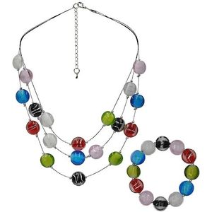 Steuer Collierkettchen »Set aus Collier und Armband mit bunten Glassteinen«