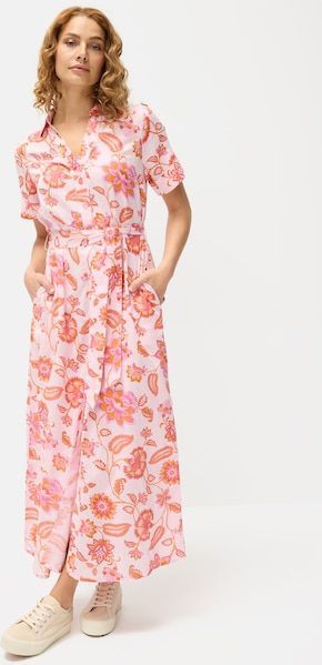 LASCANA Hemdblusenkleid, (mit Bindegürtel), aus Leinenmischgewebe, Seitennahttaschen, Alloverprint