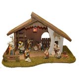 Alfred Kolbe Krippe »Krippenstall ohne Trafo«, (Set), mit Laterne, Busch, Lagerfeuer, Holz, 11 cm Figuren 11tlg.