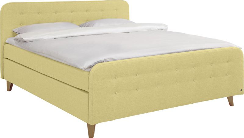 TOM TAILOR HOME Boxspringbett »NORDIC BOX«, mit Knopfheftung im Kopfteil und Fußteil, Füße in Buche natur
