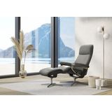 Stressless® Relaxsessel »View«, (Set, Relaxsessel mit Hocker), mit Hocker, mit Cross Base, Größe S, M & L, Holzakzent Schwarz
