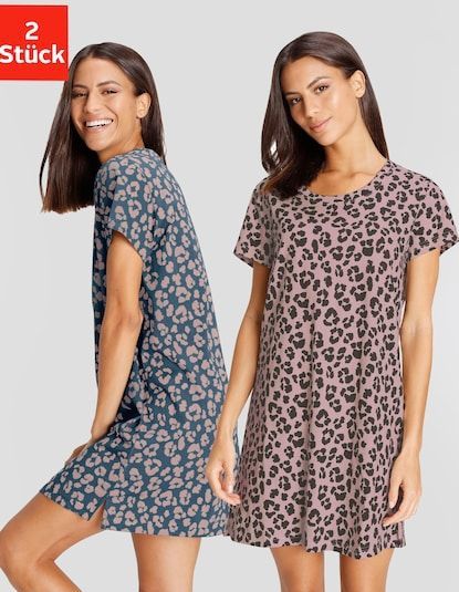 Vivance Dreams Sleepshirt, (2er-Pack), mit Leo-Muster