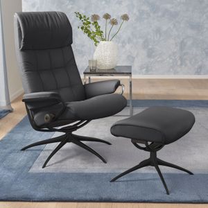 Stressless® Relaxsessel »London«, (Set, Relaxsessel mit Hocker), mit Hocker, High Back, mit Star Base, Gestell Schwarz