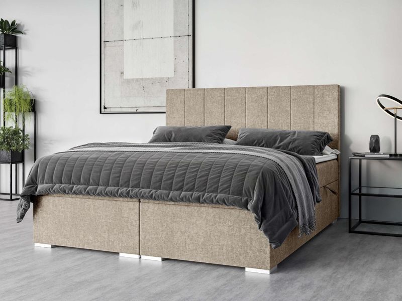 Places of Style Polsterbett »Ginoro mit Matratze und Topper, in 3 Breiten (140, 160 und 180 cm)«, Boxspringbett mit Kopfteil, Bettkasten, Matratze (BFK/TFK) und Topper