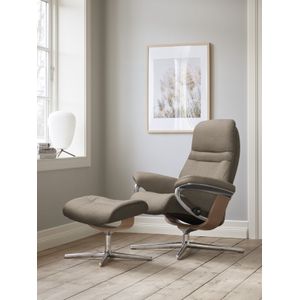 Stressless® Relaxsessel »Sunrise«, (Set, Relaxsessel mit Hocker), mit Hocker, mit Cross Base, Größe S, M & L, Holzakzent Eiche