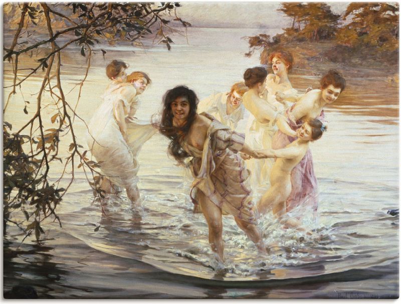 Artland Wandbild »Glückliches Spiel im Wasser. 1899«, Gruppen & Familien, (1 St.), als Leinwandbild, Poster in verschied. Größen