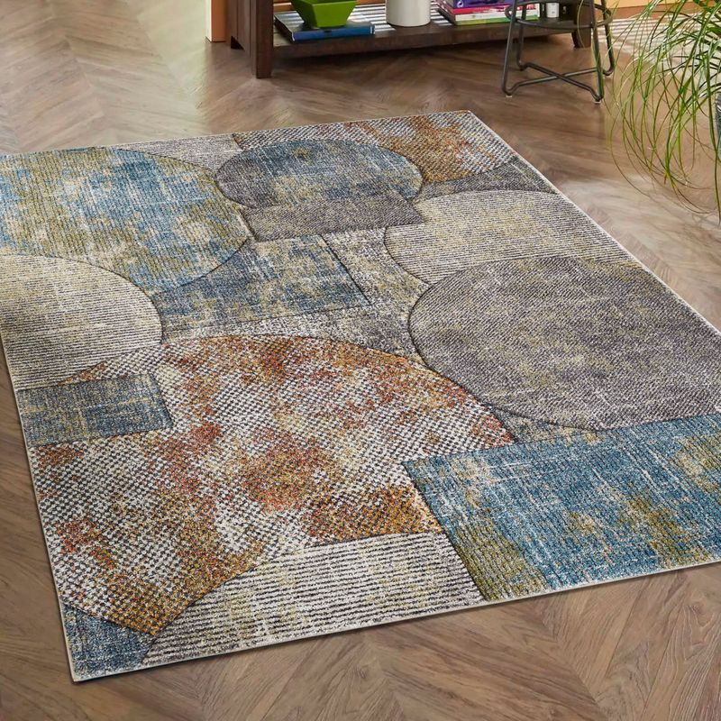 LUXOR living Teppich »Toronto«, rechteckig, 12 mm Höhe, Kurzflor, modernes Patchwork-Design, Hoch-Tief Struktur, Wohnzimmer