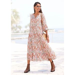 LASCANA Maxikleid, mit Alloverprint und Volants, langärmlig, Druckkleid, casual-chic
