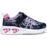 Geox Sneaker »J ASSISTER GIRL Blinkschuh«, Klettschuh mit bunt glitzerndem Schleifchen Muster und Blinkfunktion