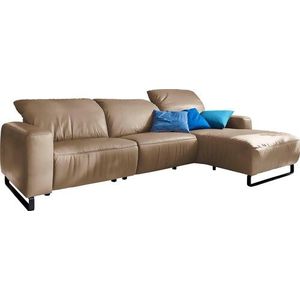 Home affaire Ecksofa »Juist L-Form«, mit Kopfteilverstellung und schwarzen Metallkufen