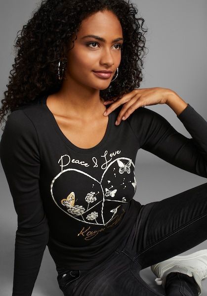 KangaROOS Langarmshirt, mit Herz-Print