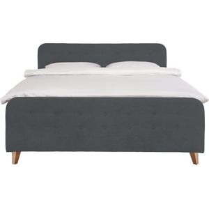 TOM TAILOR HOME Boxspringbett »NORDIC BOX«, mit Knopfheftung im Kopfteil und Fußteil, Füße in Buche natur