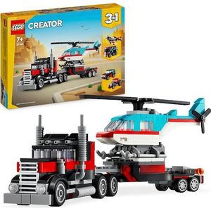 LEGO® Konstruktionsspielsteine »Tieflader mit Hubschrauber (31146), LEGO Creator 3in1«, (270 St.), Made in Europe