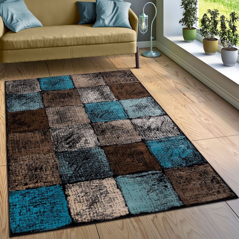 Paco Home Teppich »Metro 155«, rechteckig, 12 mm Höhe, Kurzflor, modernes Karo-Muster, ideal im Wohnzimmer & Schlafzimmer