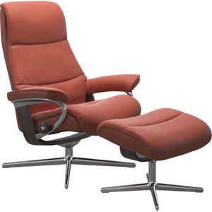Stressless® Relaxsessel »View«, (Set, Relaxsessel mit Hocker), mit Hocker, mit Cross Base, Größe S, M & L, Holzakzent Wenge