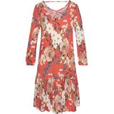 s.Oliver Jerseykleid, mit Blumenprint und Volantrock, 3/4-Ärmel, Sommerkleid, Strandkleid