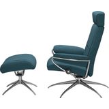 Stressless® Relaxsessel »Paris«, (Set, Relaxsessel mit Hocker), mit Hocker, Low Back mit Kopfstütze, mit Star Base, Gestell Chrom