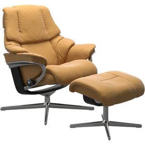 Stressless® Relaxsessel »Reno«, (Set, Relaxsessel mit Hocker), mit Hocker, mit Cross Base, Größe S, M & L, Holzakzent Schwarz