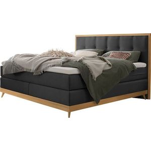 HASENA Boxspringbett Villa, Boxspringbett, edle Polsterteile, Sockel und Kopfteil aus heller Eiche