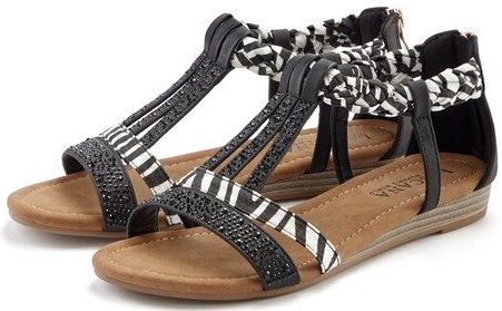 LASCANA Sandale »Sommerschuh«, Sandalette, Sommerschuh mit Verzierung und kleinem Keilabsatz VEGAN