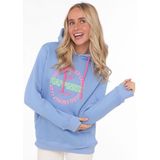 Zwillingsherz Sweatshirt, mit neonfarbenem Aufstick und Schriftzug am Rücken