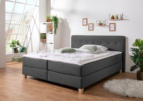 Home affaire Boxspringbett »Fargo«, inkl. Topper, in 3 Matratzenarten, in Samt- oder Strukturstoff