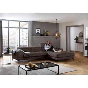 W.SCHILLIG Ecksofa »piedroo, Designsofa mit tollem Sitzkomfort, L-Form«, Kopfteilverstellung, wahlweise mit Sitztiefenverstellung, Breite 303cm