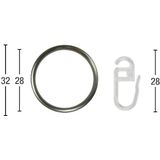 GARESA Gardinenring »Ring mit Haken«, (Set, 20 St., mit Faltenlegehaken), Aluminium