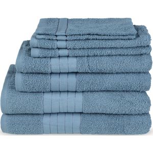 good morning Handtuch Set »Uni«, (Set, 8 St., 2 Stück 70x140 cm-2 Stück 50x100 cm-2 Stück 30x50 cm-2 Stück 16x21 cm), Baumwolle, Walkfrottee, Bordüre, 500 GSM, Einfarbig, ohne Aufhängung