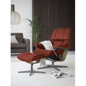 Stressless® Relaxsessel »Reno«, (Set, Relaxsessel mit Hocker), mit Hocker, mit Cross Base, Größe S, M & L, Holzakzent Eiche