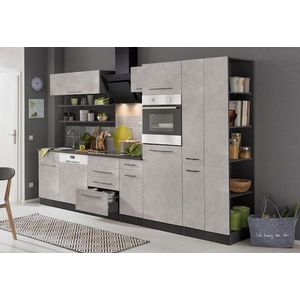 KOCHSTATION Küchenzeile »KS-Tulsa«, ohne E-Geräte, Breite 300 cm, schwarze Metallgriffe, MDF Fronten