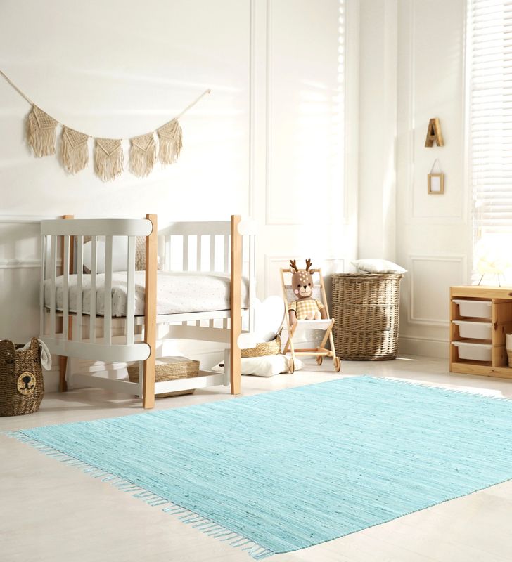 my home Kinderteppich »Insa Fleckerl«, rechteckig, 5 mm Höhe, Uni Farben, pastell, handgewebt, pflegeleicht, waschbar, Kinderzimmer