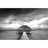 Papermoon Fototapete »Haus auf dem Wasser Schwarz & Weiß«