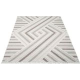 Carpet City Teppich »LINDO 7590«, rechteckig, 11 mm Höhe, Kurzflor, Hochtief-Muster/ 3D-Effekt, Fransen, Boho-Stil, Wohnzimmer
