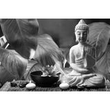 Papermoon Fototapete »Buddah Figur Schwarz & Weiß«