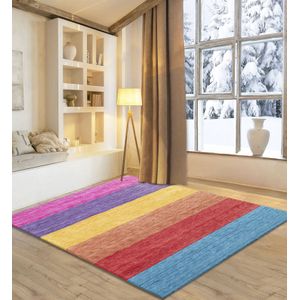 my home Wollteppich »Angern«, rechteckig, 13 mm Höhe, Handweb Teppich, gestreift, reine Wolle, handgewebt, brilliante Farben