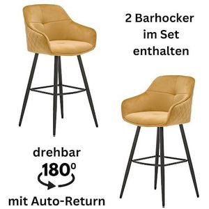 Stolkom Barhocker »Emma«, (Set, 2 St.), Komfortsitzhöhe 73 cm, 180°drehbar Auto Return funktion